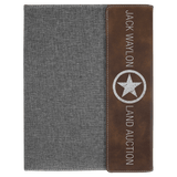 Rustic with Silver Engraving Canvas Portfolio - Laser Engraved Leatherette