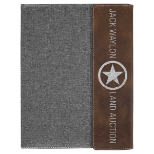 Rustic with Silver Engraving Canvas Portfolio - Laser Engraved Leatherette