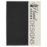 White with Black Engraving Canvas Portfolio - Laser Engraved Leatherette
