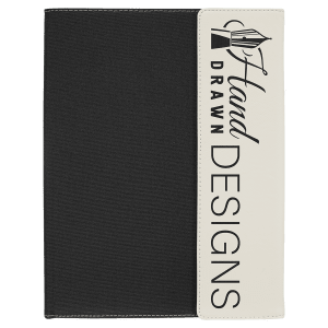 White with Black Engraving Canvas Portfolio - Laser Engraved Leatherette