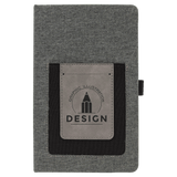 Gray Gray with Black Engraving Journal with Cell/Card Slot - Laser Engraved Leatherette