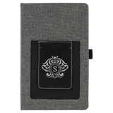Gray Black with Silver Engraving Journal with Cell/Card Slot - Laser Engraved Leatherette