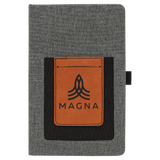 Gray Rawhide with Black Engraving Journal with Cell/Card Slot - Laser Engraved Leatherette