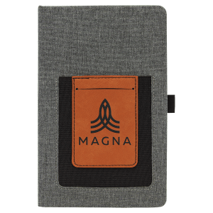 Gray Rawhide with Black Engraving Journal with Cell/Card Slot - Laser Engraved Leatherette