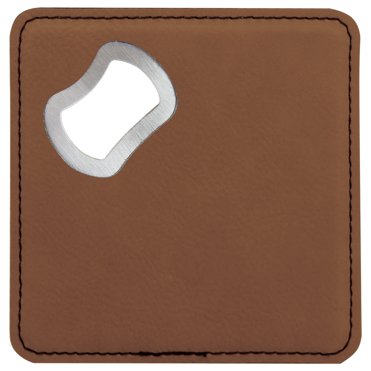 Dark Brown with Black Engraving Square Bottle Opener Coaster - Laser Engraved Drinkware