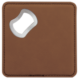 Dark Brown with Black Engraving Square Bottle Opener Coaster - Laser Engraved Drinkware