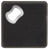 Black with Gold Engraving Square Bottle Opener Coaster - Laser Engraved Drinkware