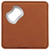 Rawhide with Black Engraving Square Bottle Opener Coaster - Laser Engraved Drinkware