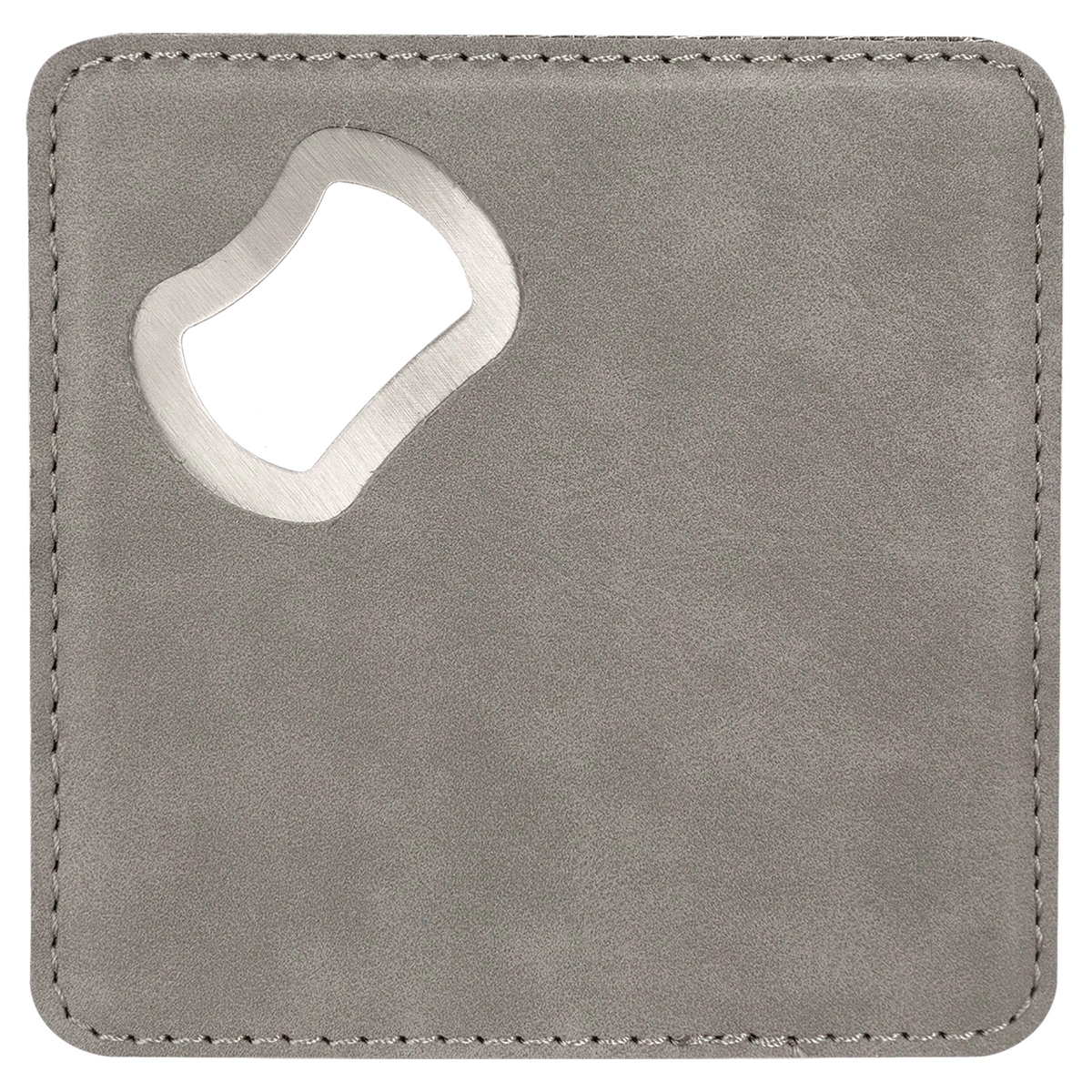 Gray with Black Engraving Square Bottle Opener Coaster - Laser Engraved Drinkware
