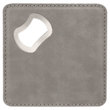 Gray with Black Engraving Square Bottle Opener Coaster - Laser Engraved Drinkware