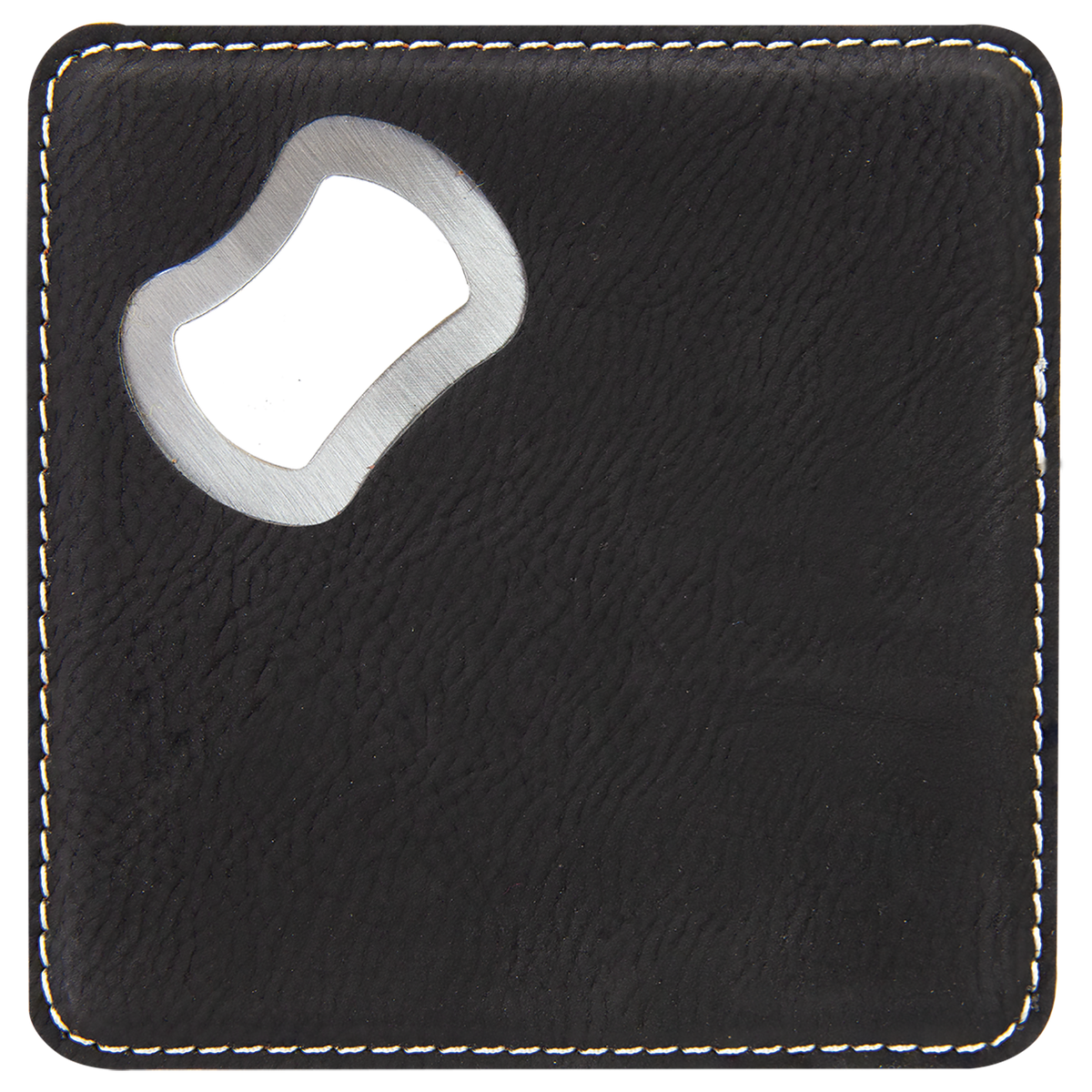 Black with Silver Engraving Square Bottle Opener Coaster - Laser Engraved Drinkware