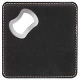 Black with Silver Engraving Square Bottle Opener Coaster - Laser Engraved Drinkware
