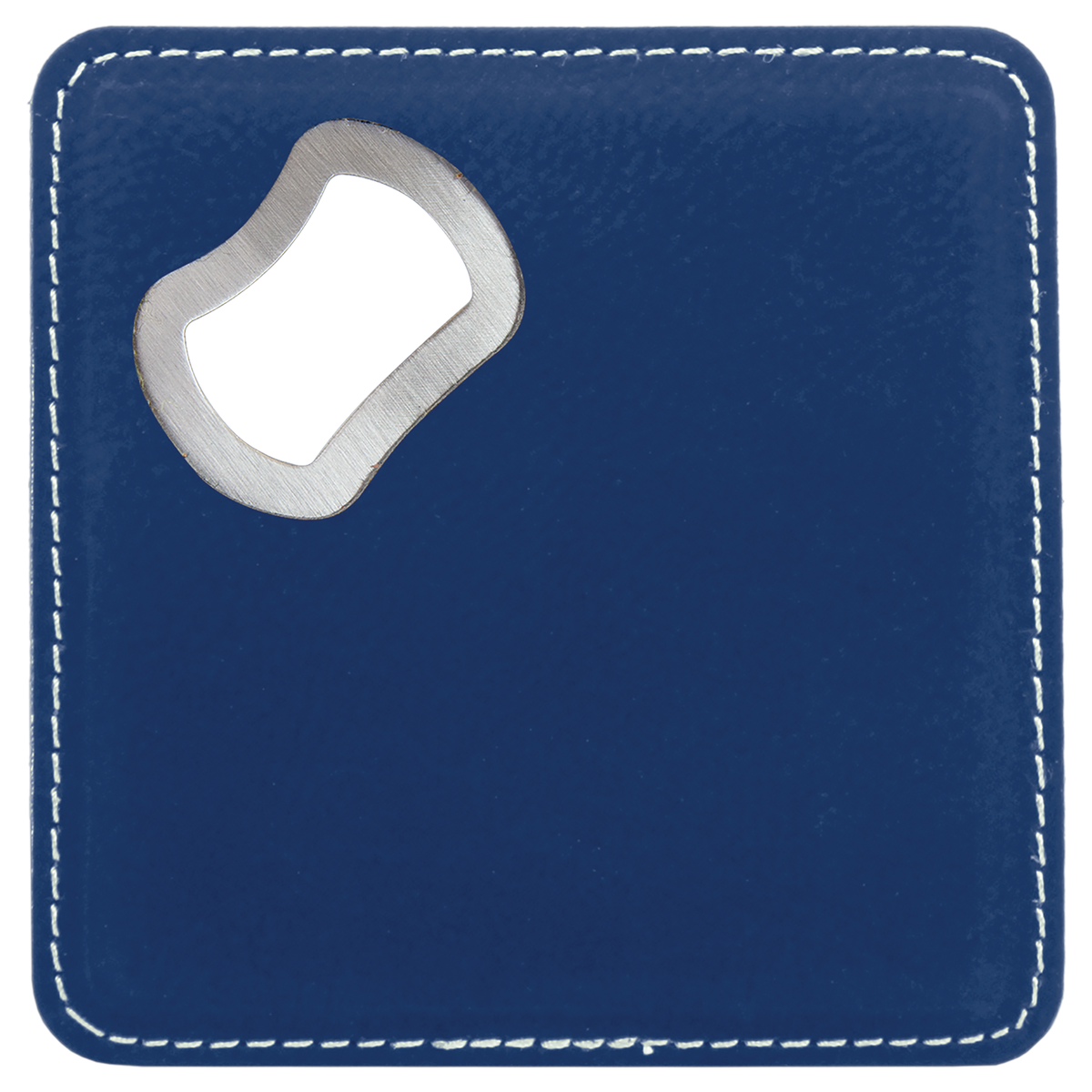 Blue with Silver Engraving Square Bottle Opener Coaster - Laser Engraved Drinkware