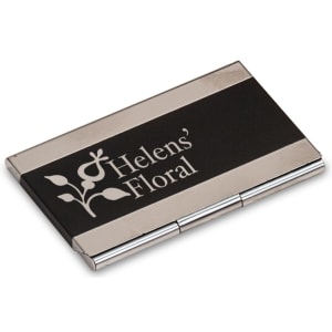 Black Laserable Business Card Holder - Laser Engraved Gift