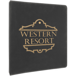 Black with Gold Engraving 3 Ring Binder - Laser Engraved Leatherette