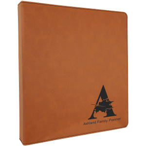 Rawhide with Black Engraving 3 Ring Binder - Laser Engraved Leatherette