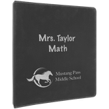 Black with Silver Engraving 3 Ring Binder - Laser Engraved Leatherette