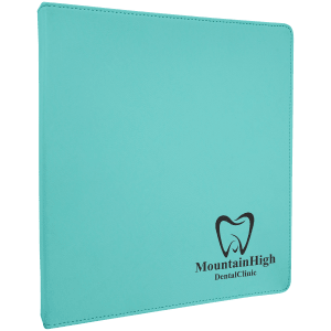 Teal with Black Engraving 3 Ring Binder - Laser Engraved Leatherette