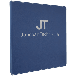 Blue with Silver Engraving 3 Ring Binder - Laser Engraved Leatherette