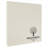 White with Black Engraving 3 Ring Binder - Laser Engraved Leatherette