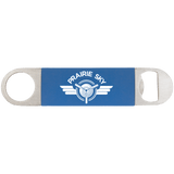 Blue with White Engraving Bottle Opener with Silicone Grip - Laser Engraved Drinkware