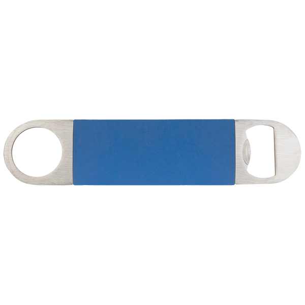 Blue with White Engraving Bottle Opener with Silicone Grip - Laser Engraved Drinkware