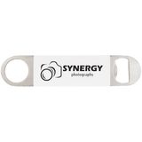 White with Black Engraving Bottle Opener with Silicone Grip - Laser Engraved Drinkware