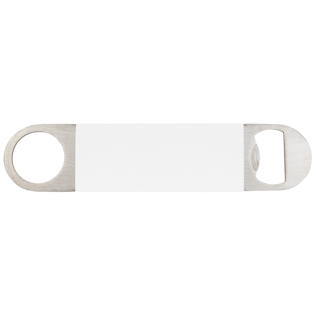 White with Black Engraving Bottle Opener with Silicone Grip - Laser Engraved Drinkware