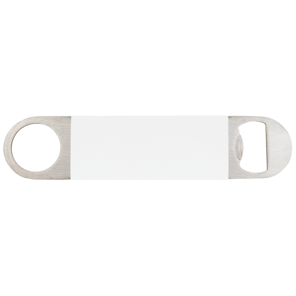 White with Black Engraving Bottle Opener with Silicone Grip - Laser Engraved Drinkware