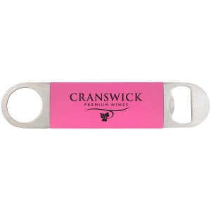 Pink with Black Engraving Bottle Opener with Silicone Grip - Laser Engraved Drinkware