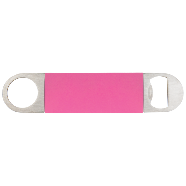 Pink with Black Engraving Bottle Opener with Silicone Grip - Laser Engraved Drinkware