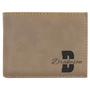 Light Brown with Black Engraving Bifold Wallet - Laser Engraved Leatherette