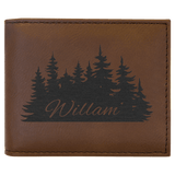 Dark Brown with Black Engraving Bifold Wallet - Laser Engraved Leatherette