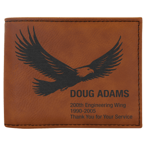 Rawhide with Black Engraving Bifold Wallet - Laser Engraved Leatherette