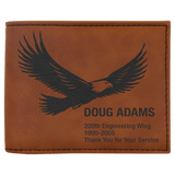 Rawhide with Black Engraving Bifold Wallet - Laser Engraved Leatherette