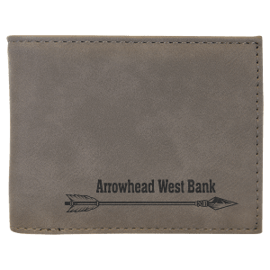 Gray with Black Engraving Bifold Wallet - Laser Engraved Leatherette