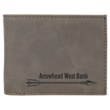 Gray with Black Engraving Bifold Wallet - Laser Engraved Leatherette