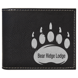 Black with Silver Engraving Bifold Wallet - Laser Engraved Leatherette