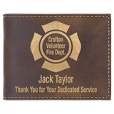 Rustic with Gold Engraving Bifold Wallet - Laser Engraved Leatherette