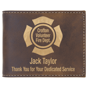 Rustic with Gold Engraving Bifold Wallet - Laser Engraved Leatherette