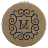 Light Brown with Black Engraving Compact - Laser Engraved Leatherette