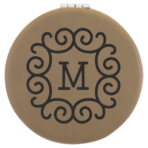 Light Brown with Black Engraving Compact - Laser Engraved Leatherette