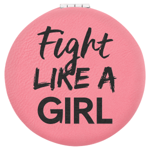 Pink with Black Engraving Compact - Laser Engraved Leatherette