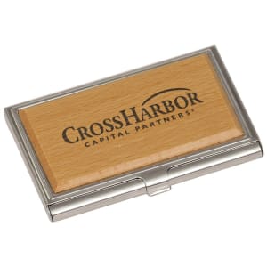 Metal/Wood Business Card Holder - Laser Engraved Gift