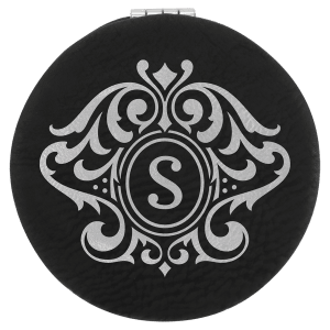 Black with Silver Engraving Compact - Laser Engraved Leatherette