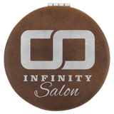 Rustic with Gold Engraving Compact - Laser Engraved Leatherette