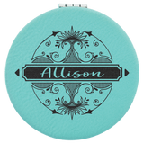 Teal with Black Engraving Compact - Laser Engraved Leatherette