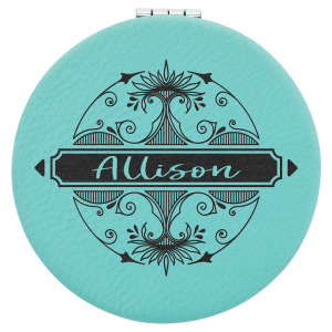 Teal with Black Engraving Compact - Laser Engraved Leatherette