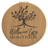 Bamboo with Black Engraving Compact - Laser Engraved Leatherette