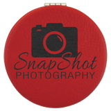 Red with Black Engraving Compact - Laser Engraved Leatherette